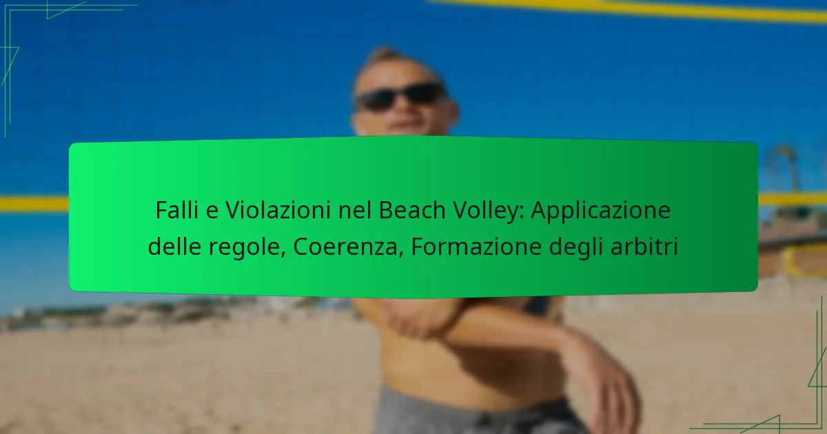 Falli e Violazioni nel Beach Volley: Applicazione delle regole, Coerenza, Formazione degli arbitri