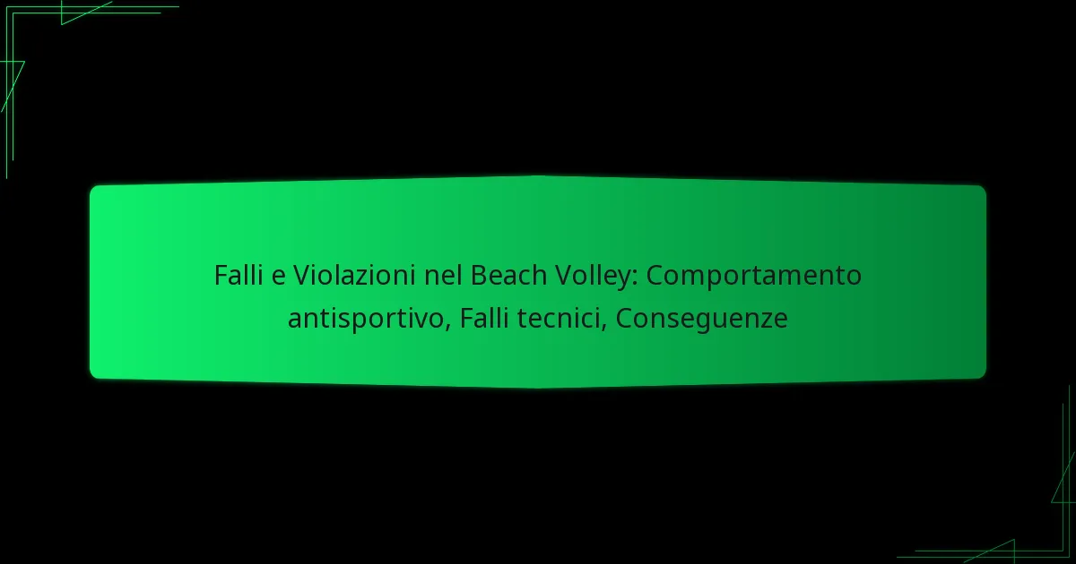 Falli e Violazioni nel Beach Volley: Comportamento antisportivo, Falli tecnici, Conseguenze