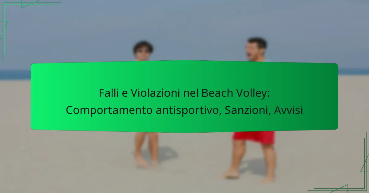 Falli e Violazioni nel Beach Volley: Comportamento antisportivo, Sanzioni, Avvisi