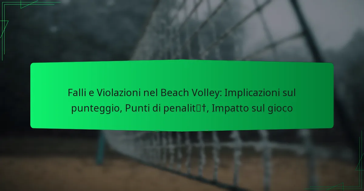 Falli e Violazioni nel Beach Volley: Implicazioni sul punteggio, Punti di penalità, Impatto sul gioco