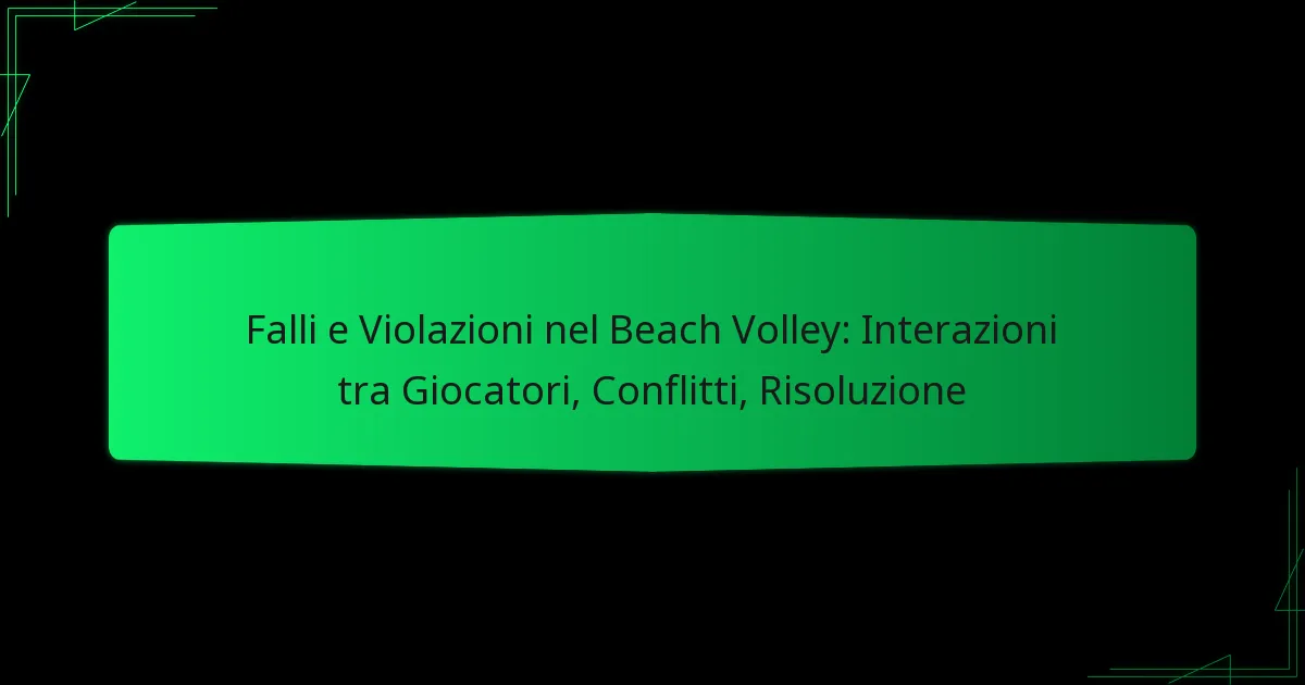 Falli e Violazioni nel Beach Volley: Interazioni tra Giocatori, Conflitti, Risoluzione