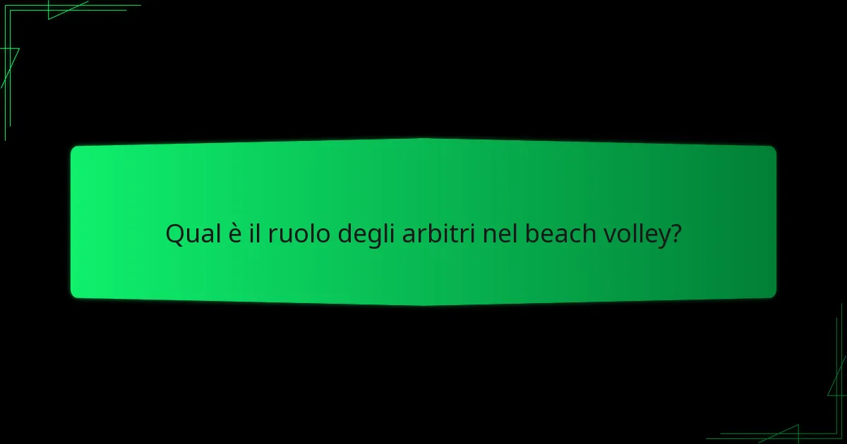 Qual è il ruolo degli arbitri nel beach volley?