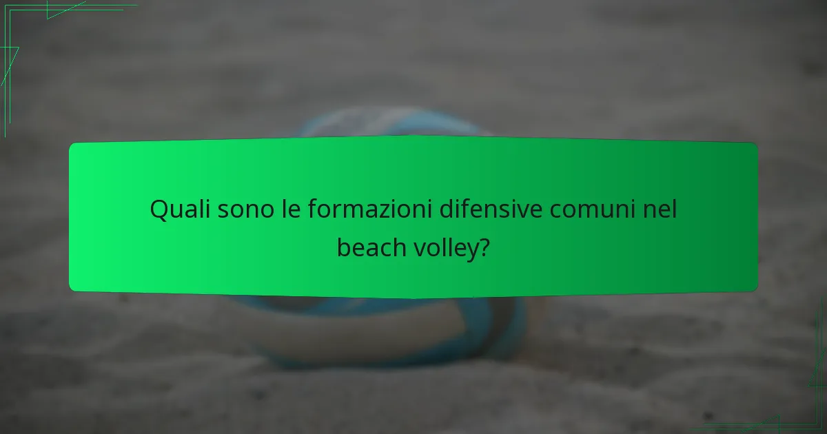 Quali sono le formazioni difensive comuni nel beach volley?